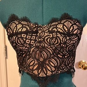 NASTY GAL Size M Black Lace Corset Top.